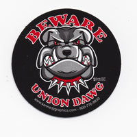 'Beware of Union Dawg' Hard Hat Sticker #S97 - Ironworkergear