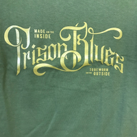 Prison Blue's Metallic Script T-Shirt-Clearance - Ironworkergear