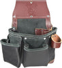 Occidental Leather Part #B5612  Offers external leather hammer holder, double outer bags; internal storage includes one 2003 - Oxy Tool Shield ™, pockets for level, chisel, drill bits, knife, pencils, and lumber crayon. Main bags feature reinforced back wall at stress points to ensure years of durable wear. Tool Bags hold the tools most often accessed with the right hand (hammer, pencils, utility knife, chisels, etc.) and are worn on the right side of the body. Pockets & Tool Holders: 12