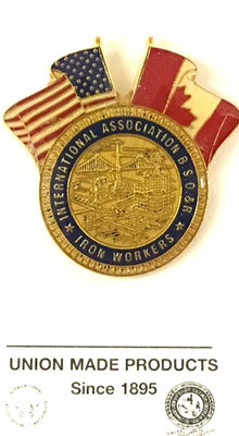 Ironworkers International Logo US and Canada Crossed Flag Lapel Pin 