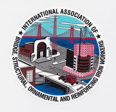Ironworkers International Logo Large Round Window Decal (Adhesive Front Sticking)