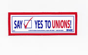 'Say Yes to Unions' Hard Hat Sticker #M1
