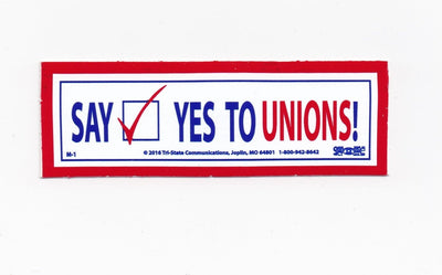 'Say Yes to Unions' Hard Hat Sticker #M1