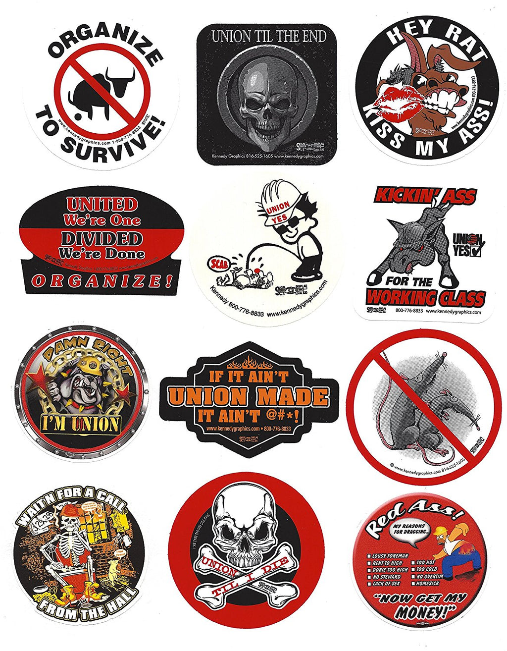 Union Hard Hat Sticker Mix 5 - The Dirty Dozen - Ironworkergear