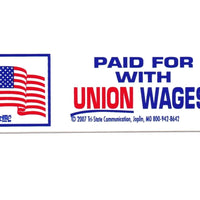 'Paid for with Union Wages' Hard Hat Sticker #M7