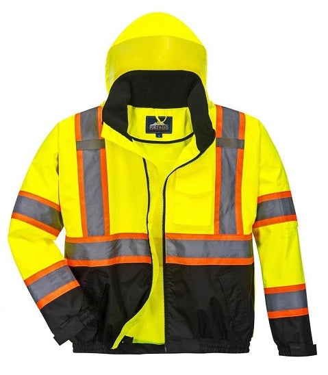 Portwest Hi-Vis Contrast Tape Bomber Jacket - US368 - Ironworkergear