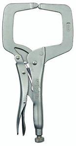 This locking c-clamp has a jaw adjustment of up to 2", and a throat depth of up to 1 1/2". Length: 6". Made in the U.S.A.