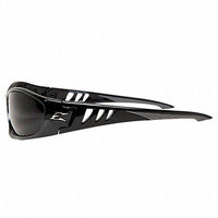 side view of Edge smoke safety glasses with black frame