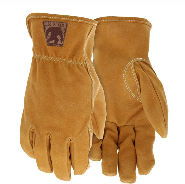 Sasquatch Leather Driver Work Gloves Premium Grade Split Leather Sewn with Heat Resistant Aramid Keystone Thumb